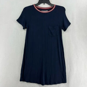 Abercrombie & Fitch Shirt Dress Women's Sz XS Blue Round Neck Stretch Pocket